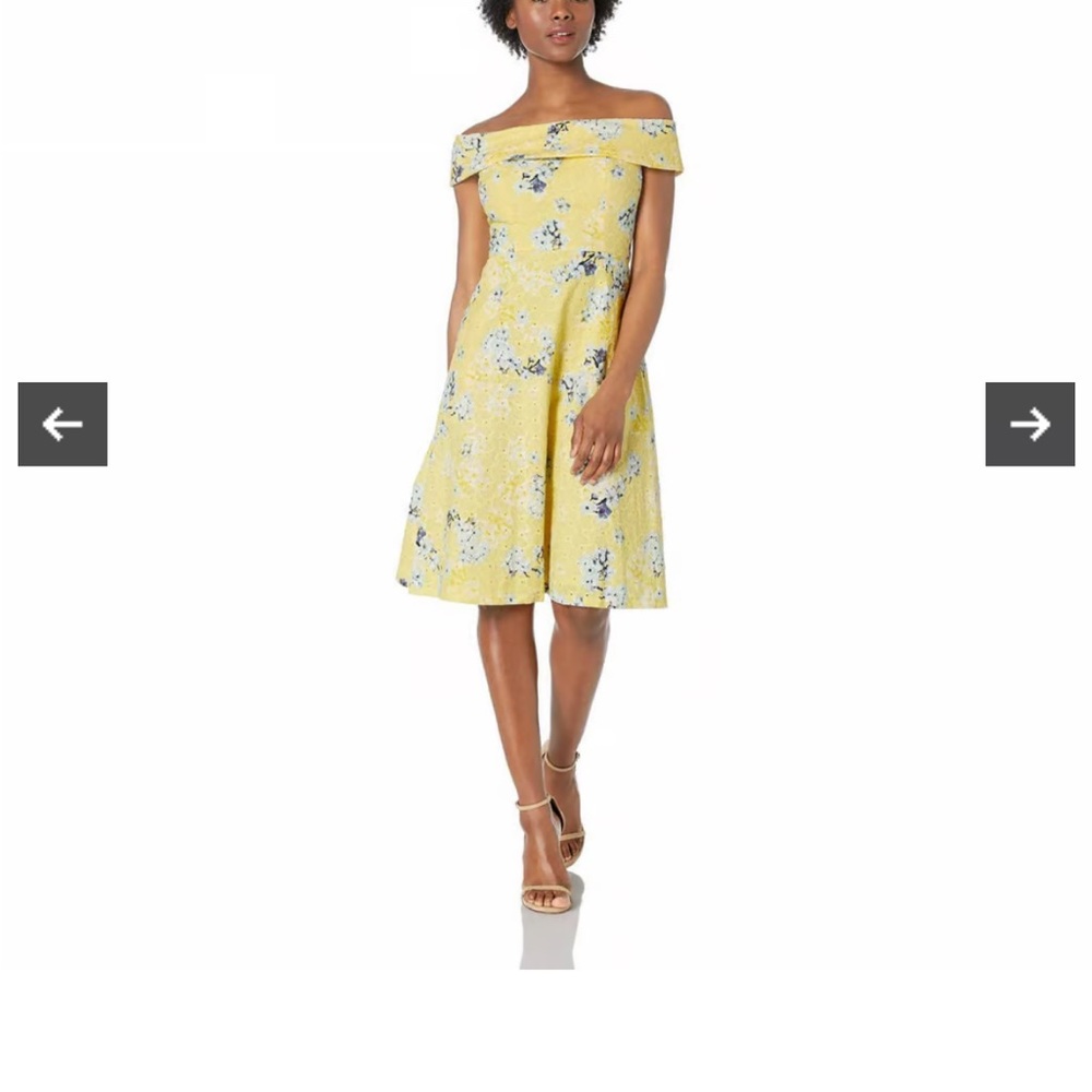Off-The-Shoulder Printed Eyelet Dress